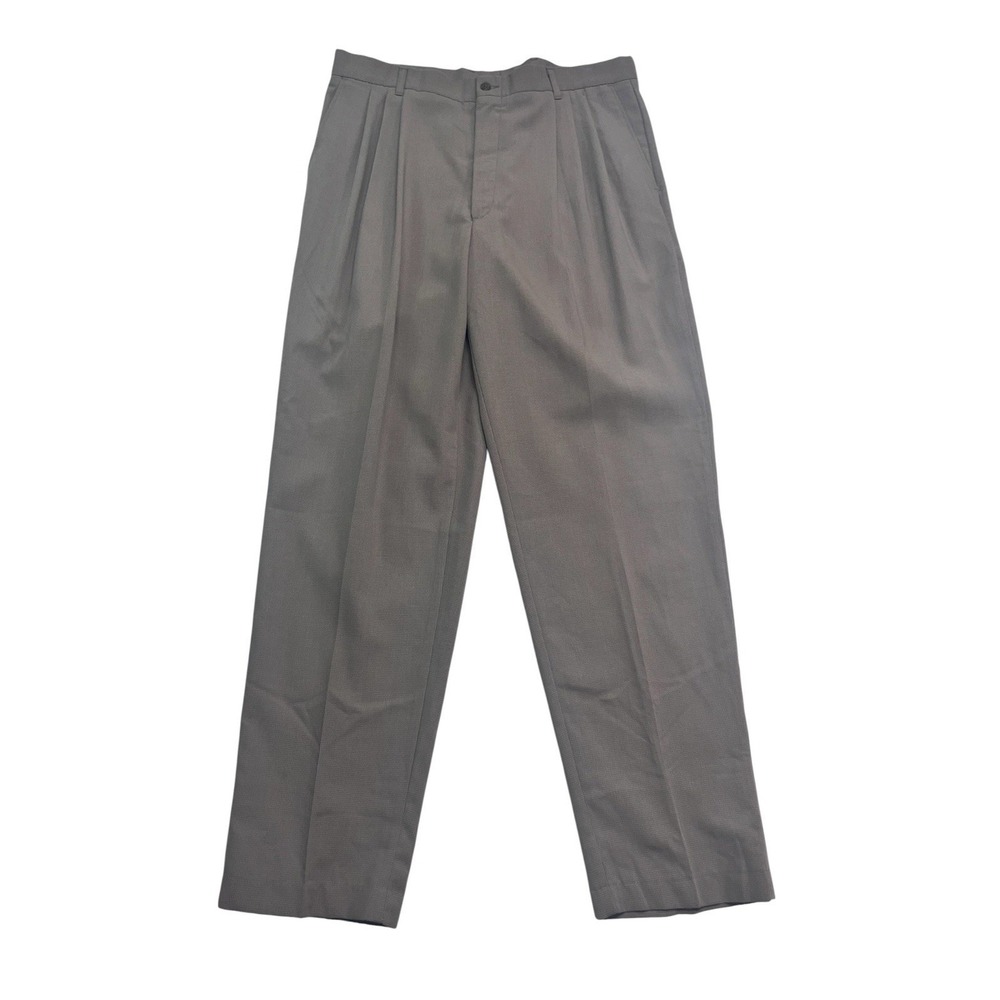vtg 90s Pierre Cardin 36x32 Taupe Micro Houndstooth Pants Trousers Pleated USA‎
